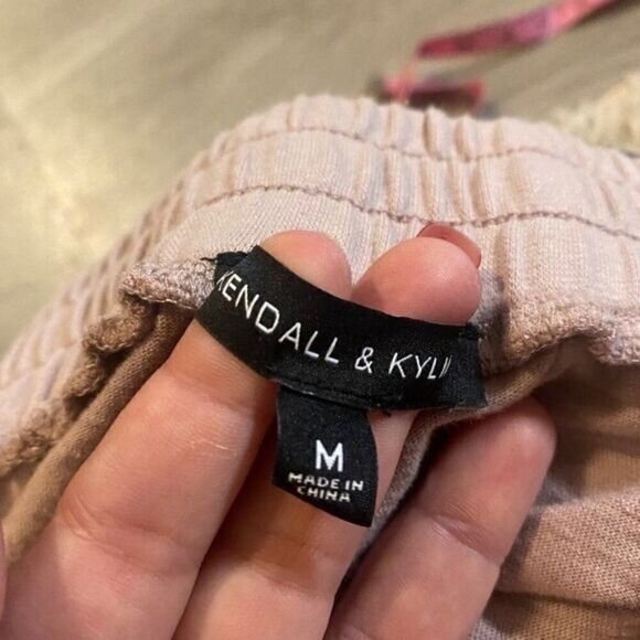 Kendall & Kylie womens pink cotton lounge pants elastic waist tapered leg sz med - Picture 5 of 8